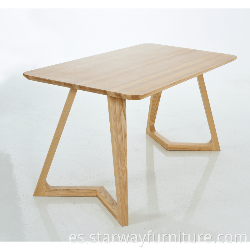 Mesa de rectángulo de madera maciza de estilo nórdico Mesa de ceniza simple moderna Mesa de comedor del hogar